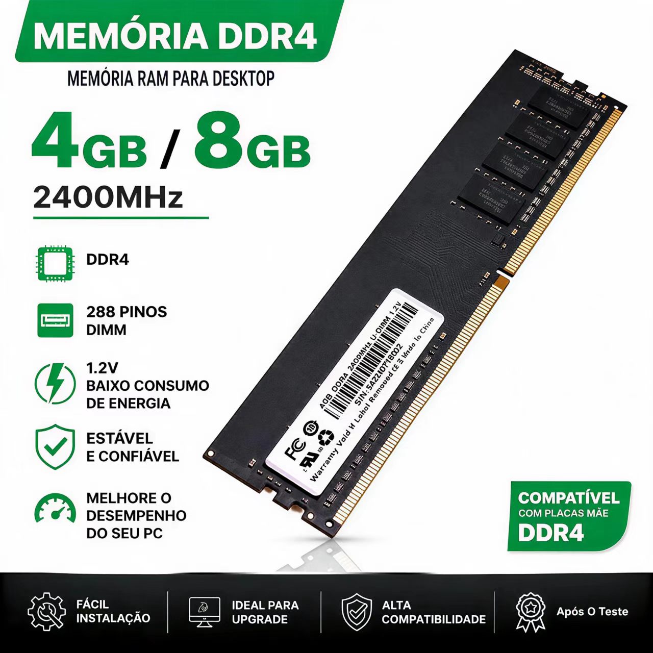 DDR4 RAM 4GB 8GB 2400MHz Deskt - Server Memory Ddr4 recension och pris