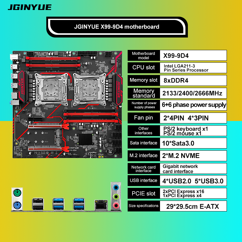 JGINYUE X99‑9D4 Dual LGA2011‑3 - Ecc Ram Server recension och pris